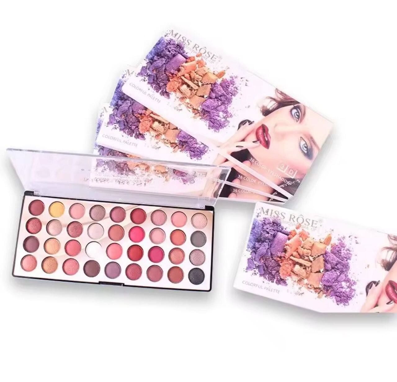 MISS ROSE 36 Color Eyeshadow 3D Colorful Waterproof Eye Shadow Palette